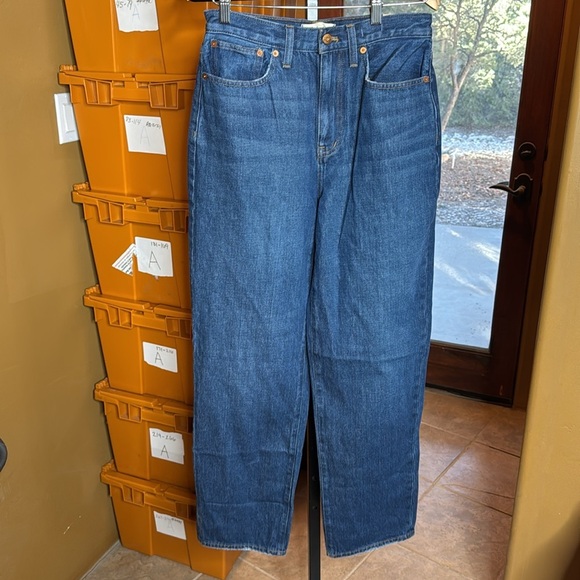 NWT Madewell Baggy Straight Jeans in Dark Worn Indigo Wash Size 27 - Picture 9 of 15